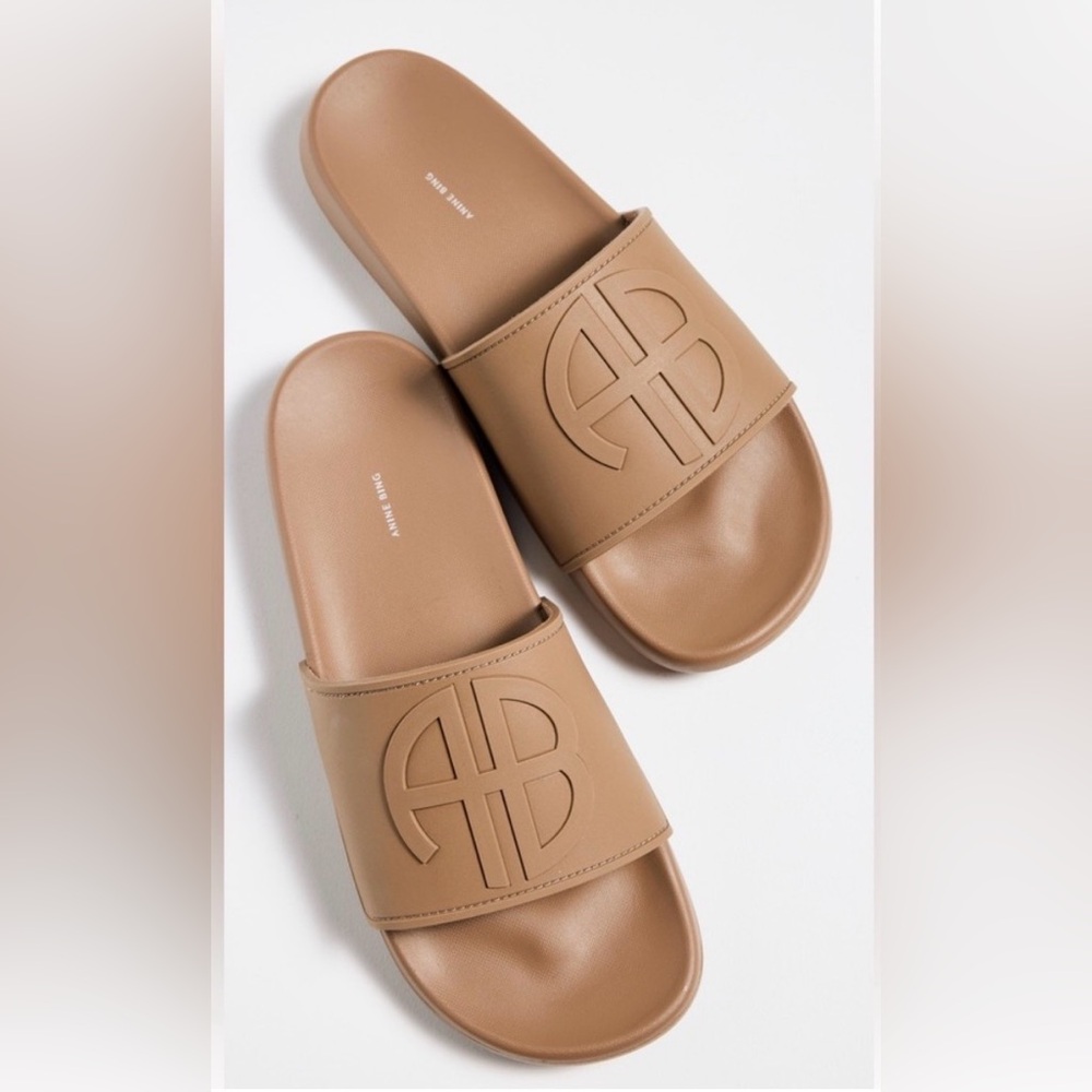 Anine Bing Isla Brown Slide Sandals